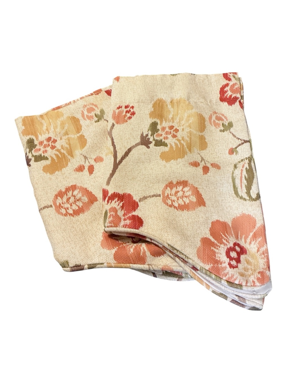 Floral Print Kitchen Napkins in Cream and Coral